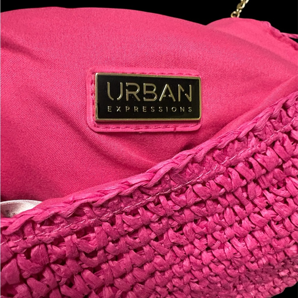 Urban Expressions Fuchsia Woven Crossbody Bag - Picture 4 of 5